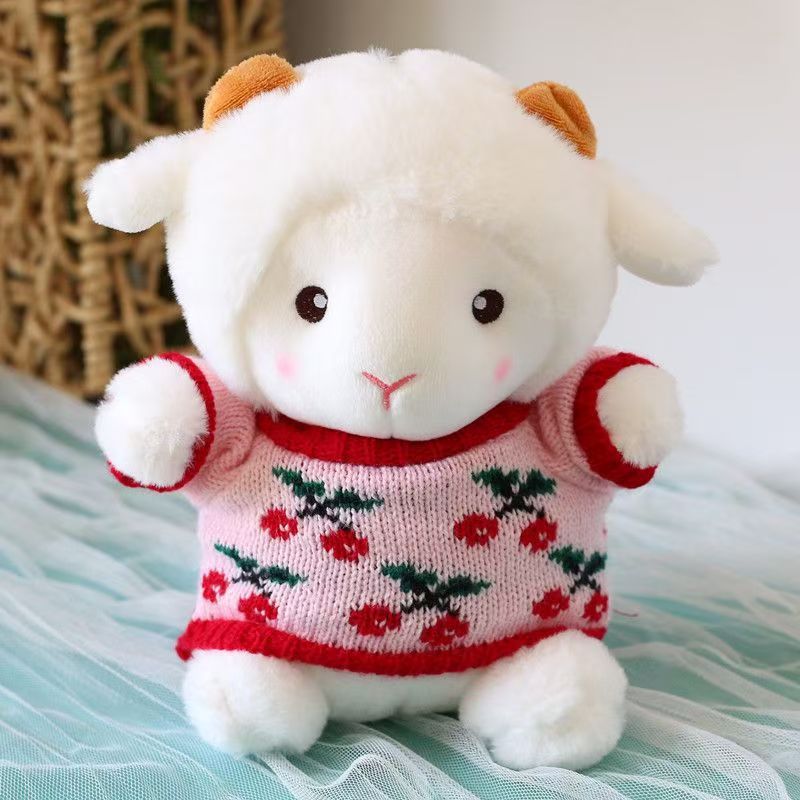 Porco Lamb Doll, plush toy, + cherry white sweater, 23cm