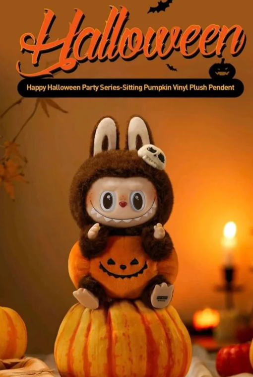 Labubu Monster Carnival Series Sitting Pumpkin Rubber Plush Pendant