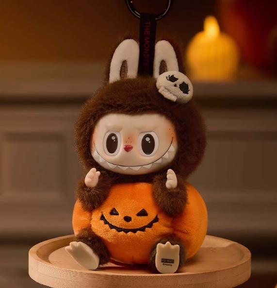 Labubu Monster Carnival Series Sitting Pumpkin Rubber Plush Pendant