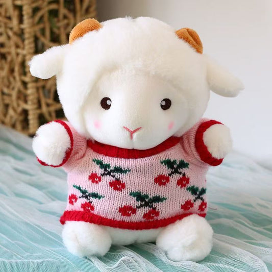 Porco Lamb Doll, plush toy, + cherry white sweater, 23cm