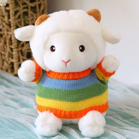 Poker Lamb Doll, Plush Toy, + Rainbow Sweater, 23cm