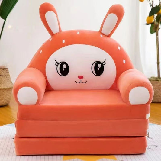 Children's folding sofa bed, removable and washable, three layers, total length 115cm*50cm, cute rabbit