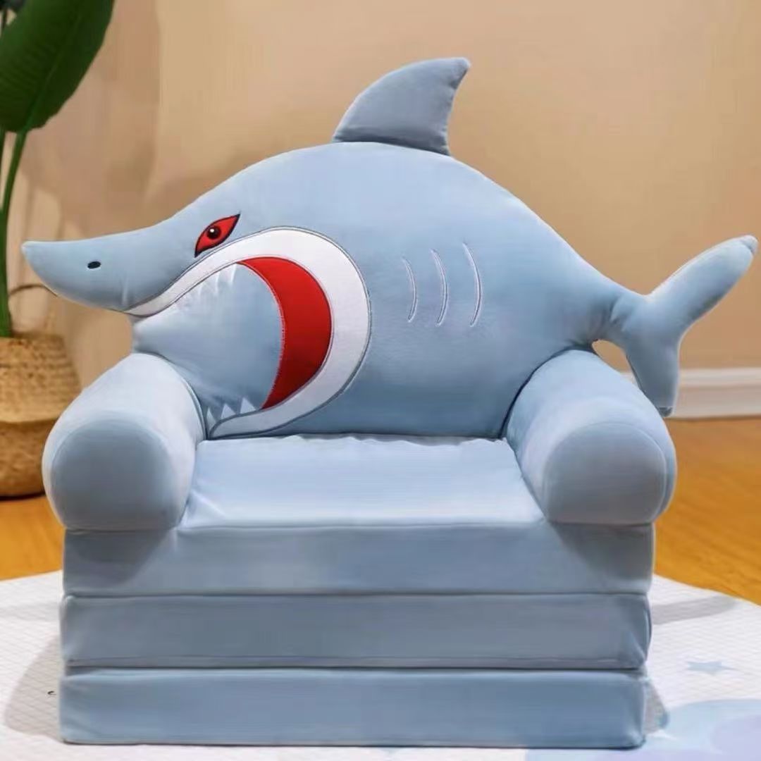 Children's folding sofa bed, removable and washable, three layers, total length 115cm*50cm, Shark