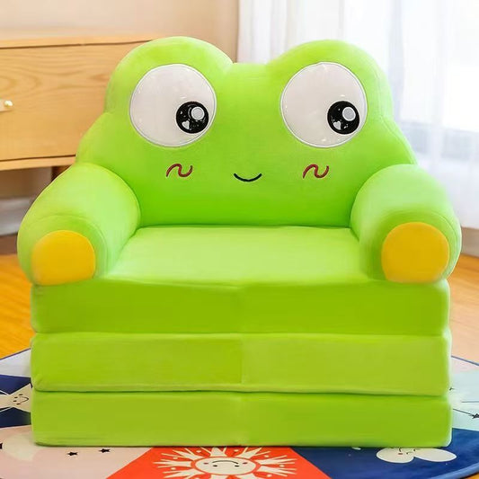 Children's folding sofa bed, removable and washable, three layers, total length 115cm*50cm, big-eyed frog