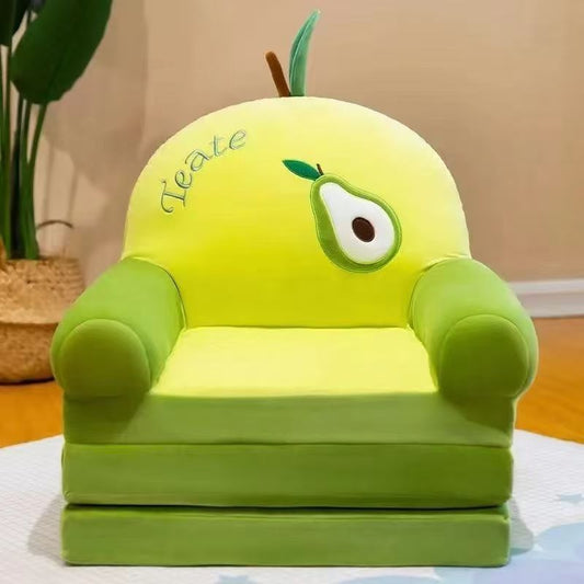 Children's folding sofa bed, removable and washable, three layers, total length 115cm*50cm, avocado