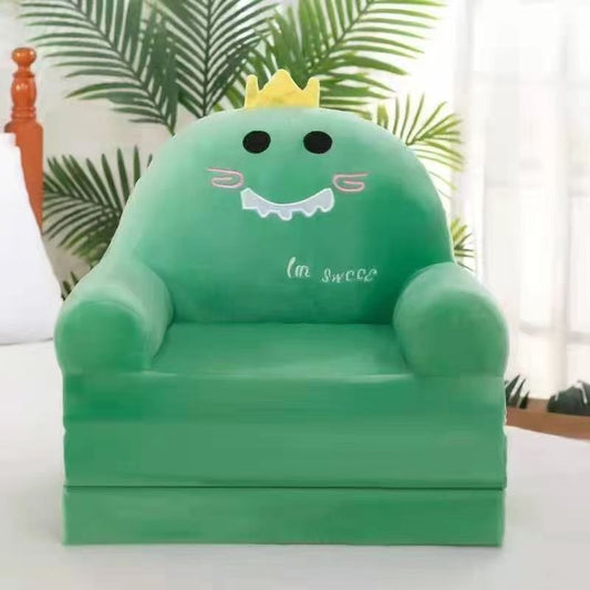 Children's folding sofa bed, removable and washable, three layers, total length 115cm*50cm, green dinosaur
