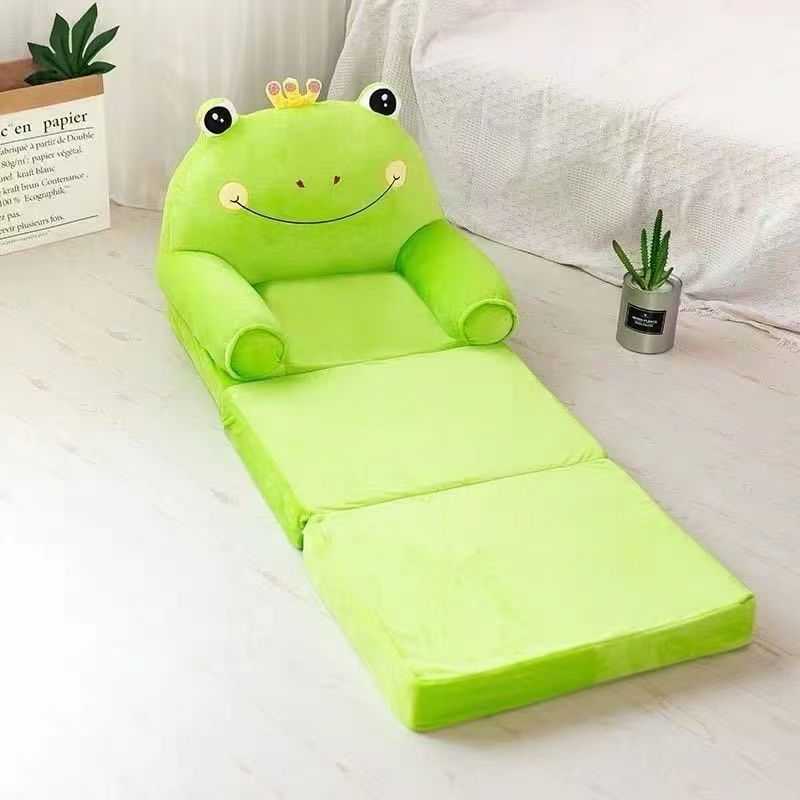 Children's folding sofa bed, removable and washable, three layers, total length 115cm*50cm, Green Prince